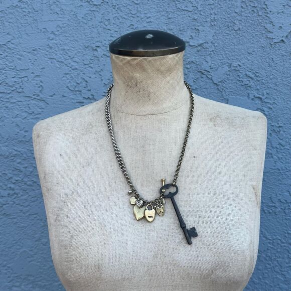 Y2k Fossil Charm Necklace Skeleton Key - Picture 10 of 10